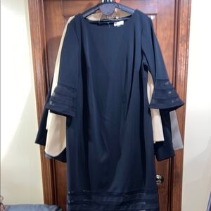Calvin Klein Blue Sheath Dress with Bell Sleeves